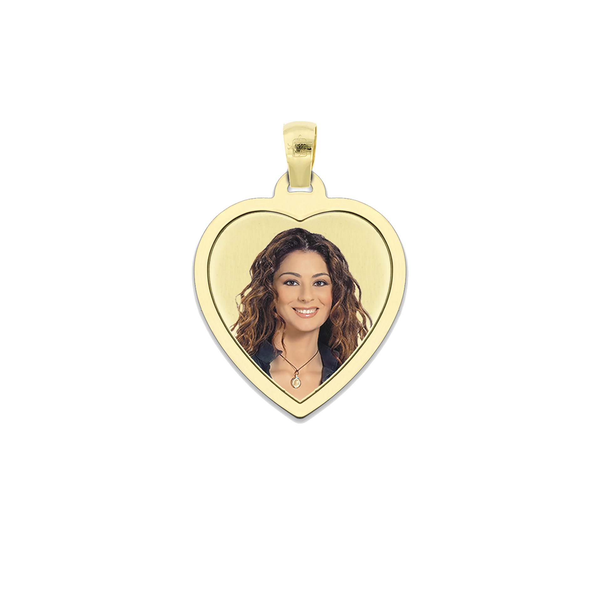 Medaglia Cuore in Oro 18kt - Cornice Piatta - Image 2