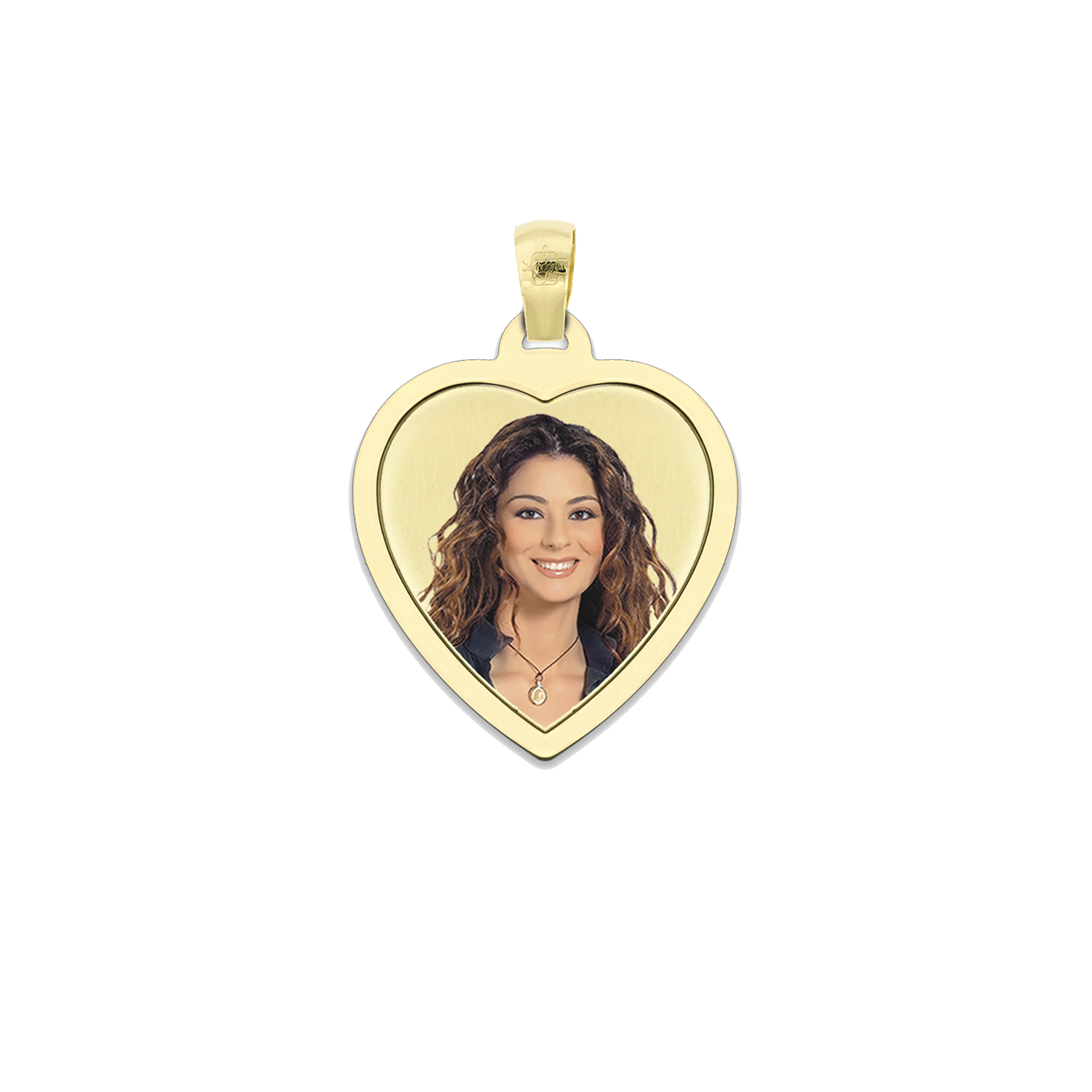 Medaglia Cuore in Oro 18kt - Cornice Piatta - Image 2