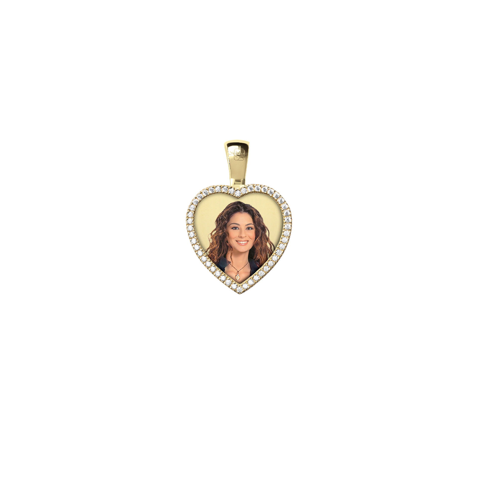 Medaglia Cuore in Oro 18kt - Cornice con Diamanti