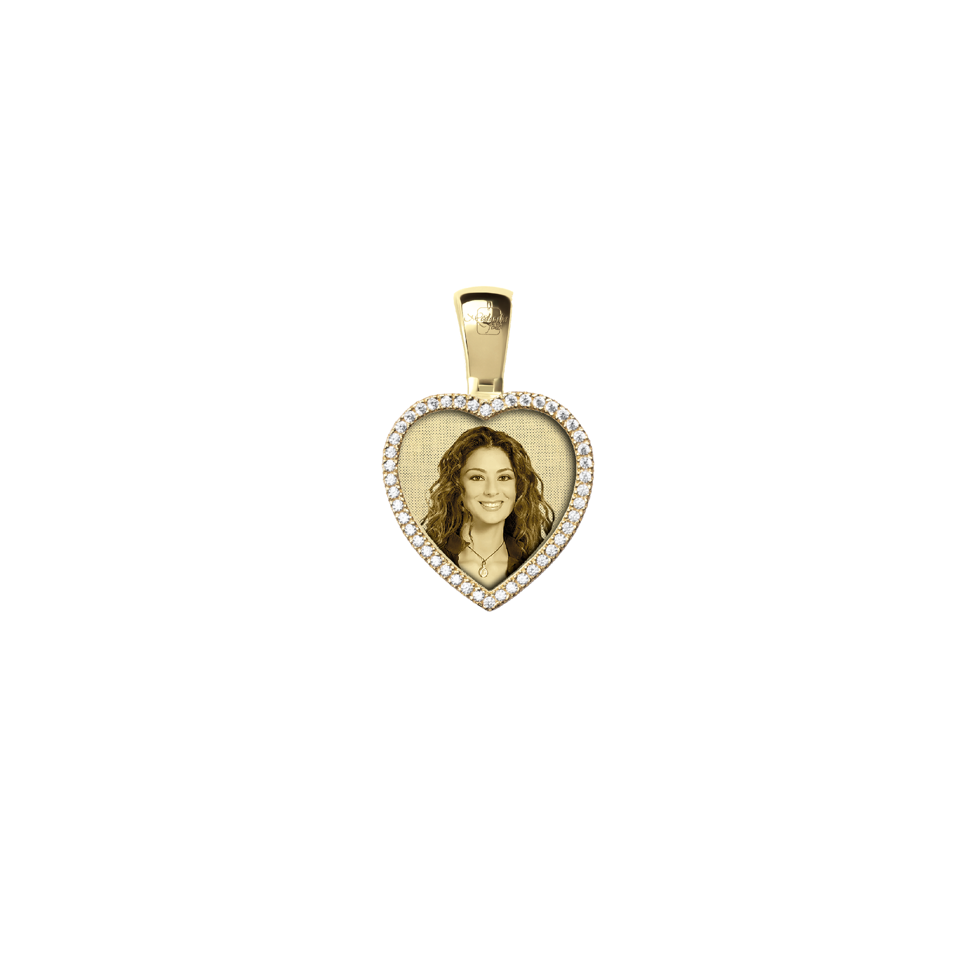 Medaglia Cuore in Oro 18kt - Cornice con Zirconi