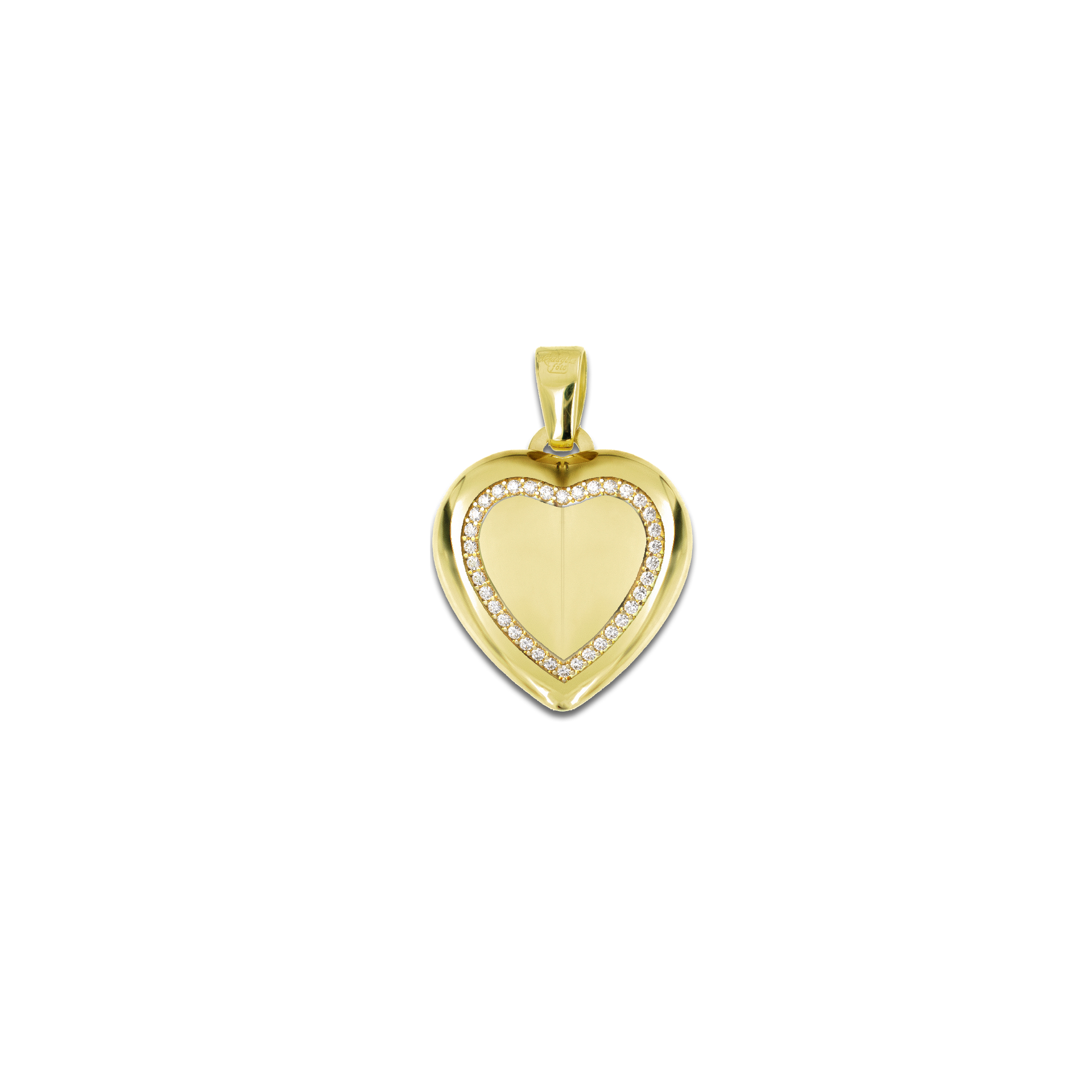 Medaglia Portafoto Cuore in Oro 18kt - Scrigno con Pietre Preziose - Image 1
