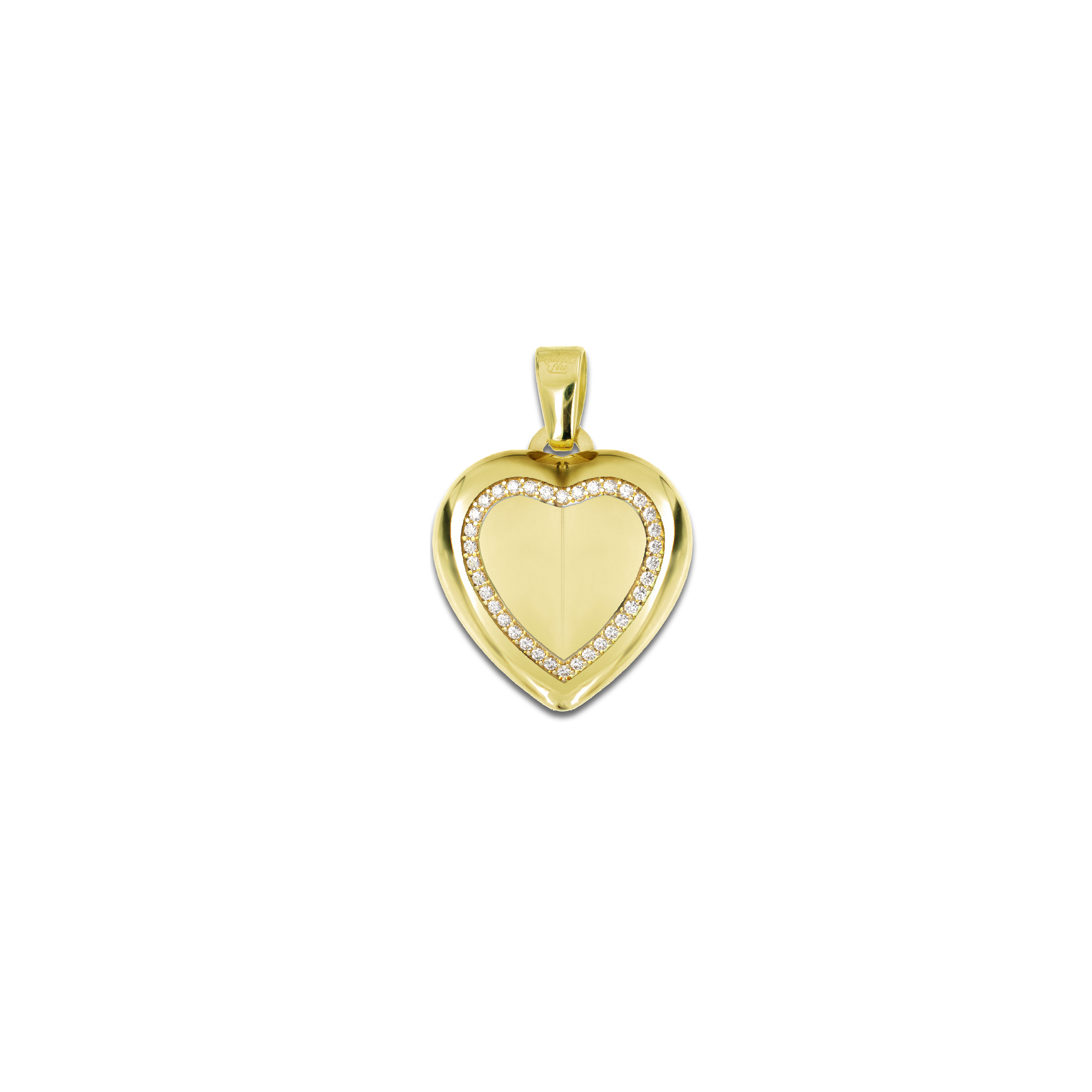 Medaglia Portafoto Cuore in Oro 18kt - Scrigno con Pietre Preziose - Image 1