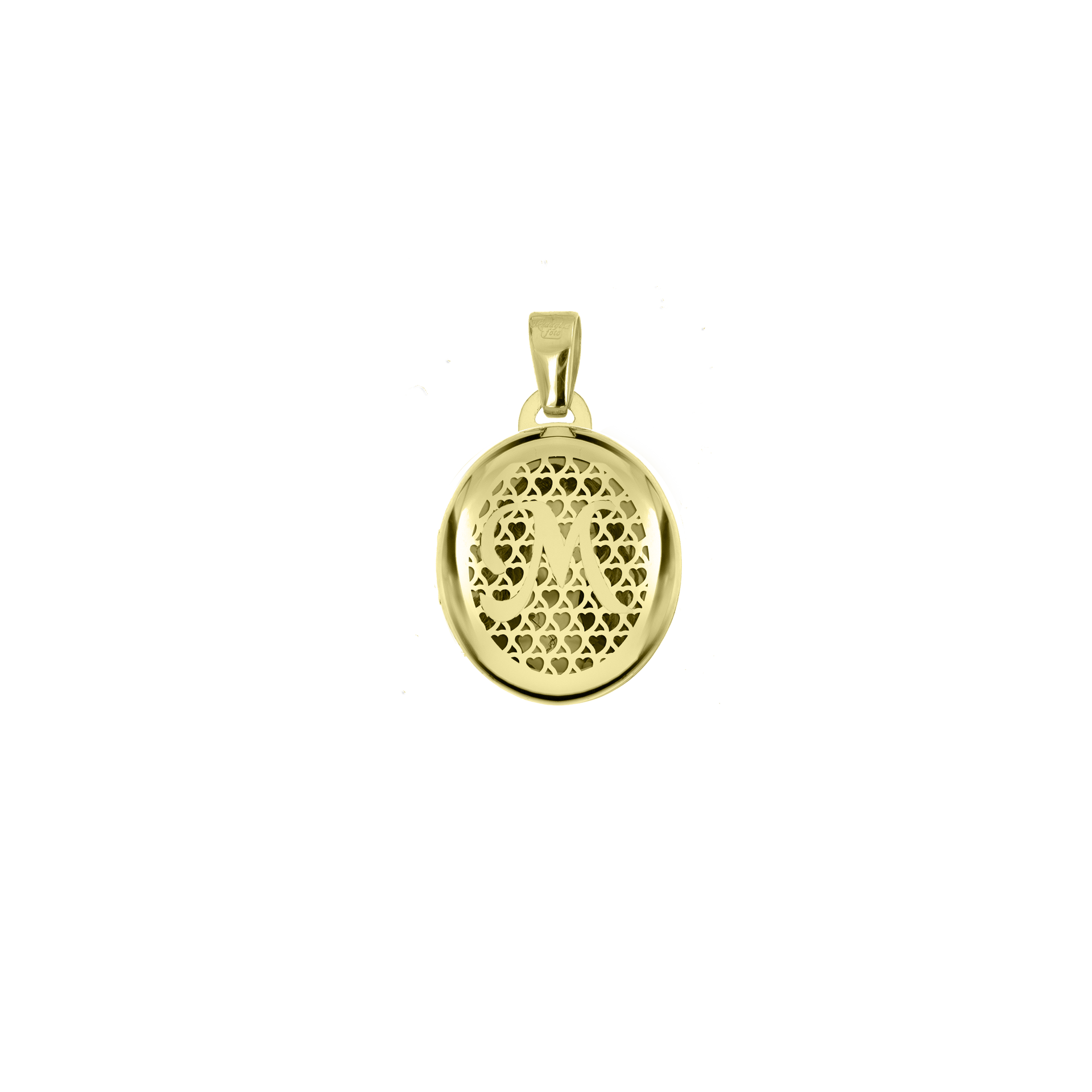 Medaglia Portafoto Ovale in Oro 18kt - Traforata con Iniziale