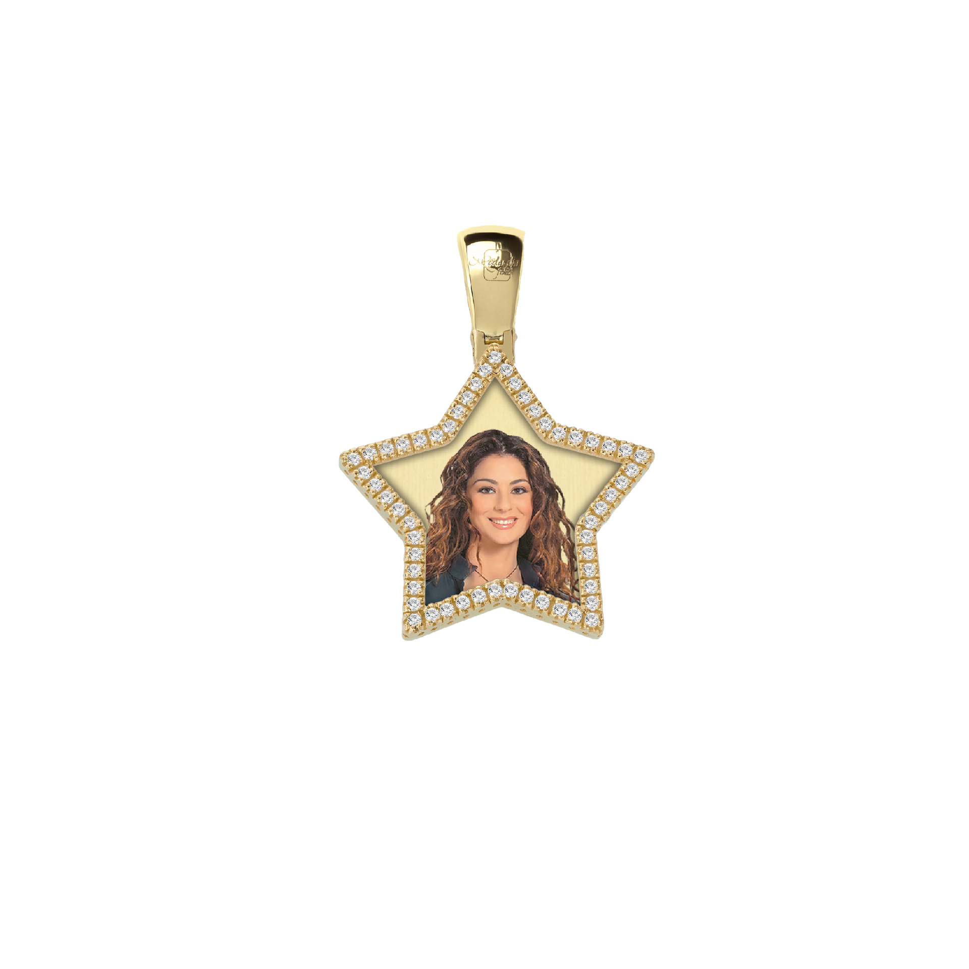 Medaglia Stella in Oro 18kt - Cornice con Diamanti