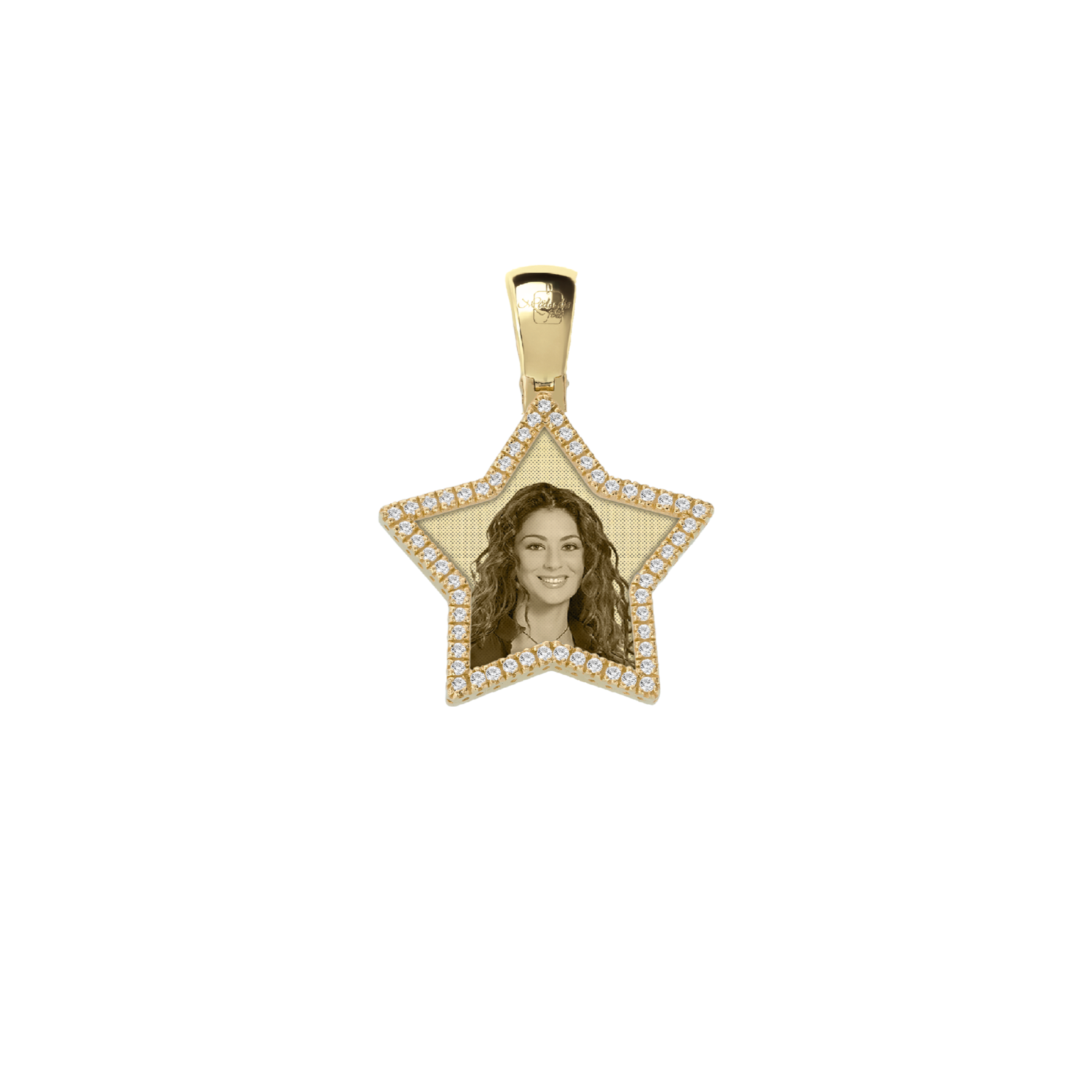 Medaglia Stella in Oro 9kt - Cornice con Zirconi