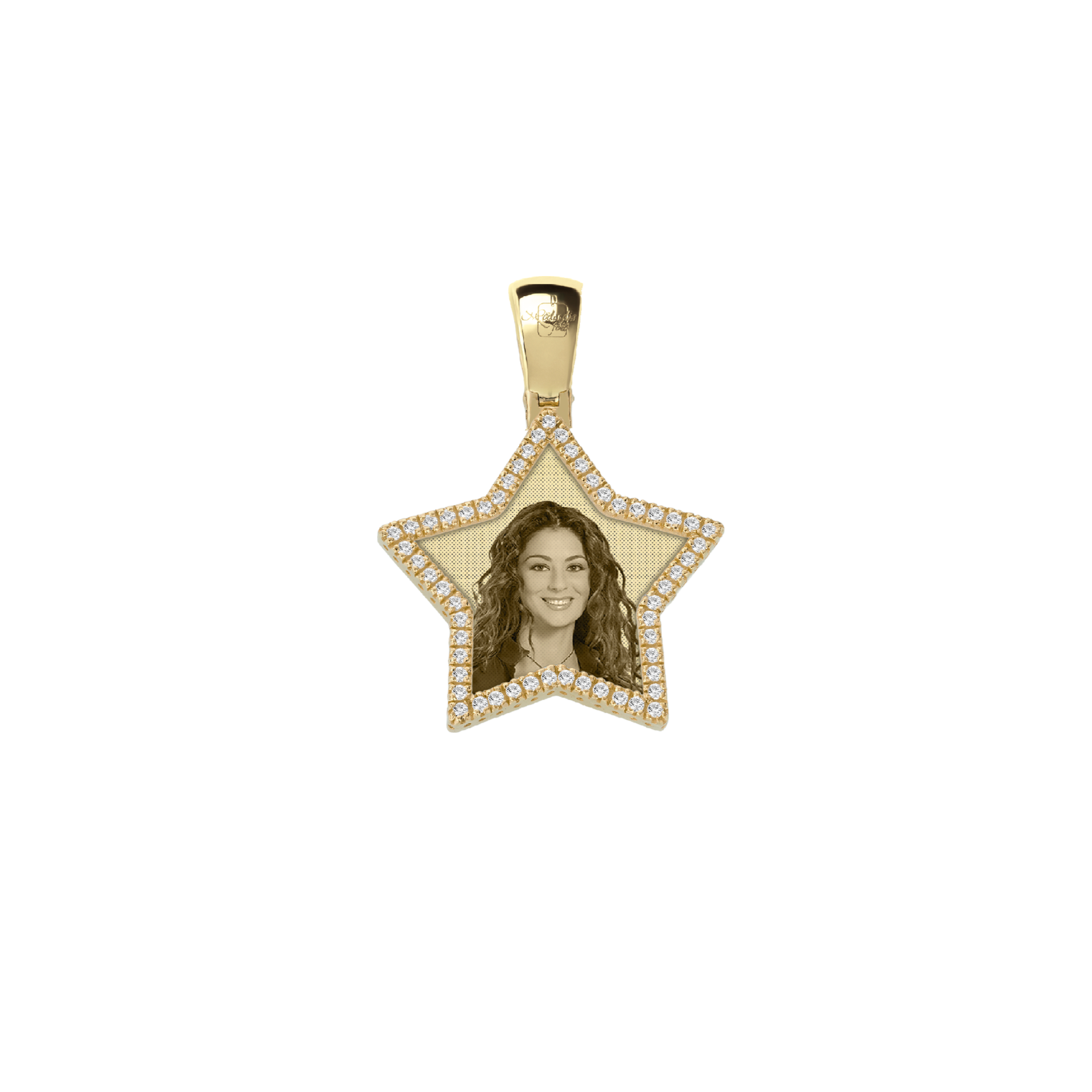 Medaglia Stella in Oro 18kt - Cornice con Diamanti