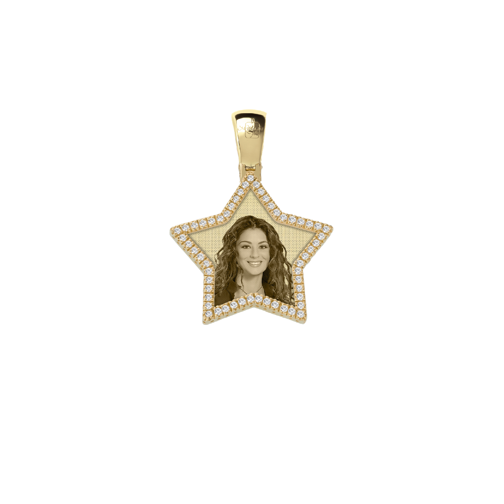 Medaglia Stella in Oro 9kt - Cornice con Diamanti