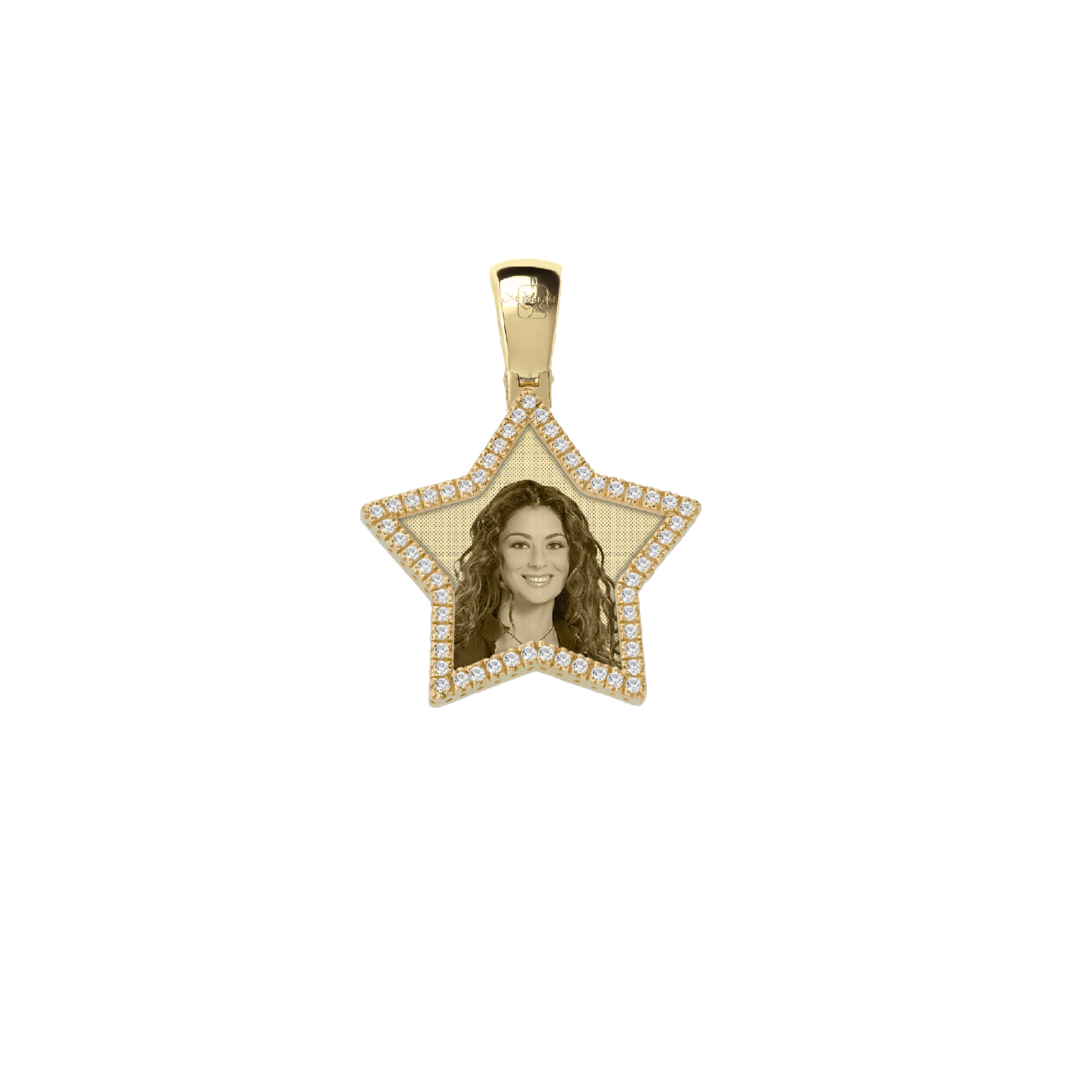 Medaglia Stella in Oro 18kt - Cornice con Zirconi