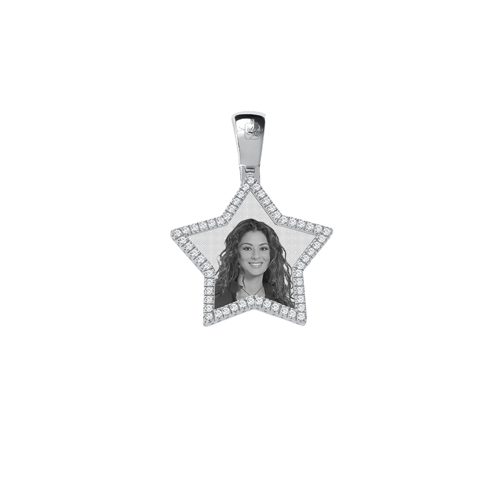 Medaglia Stella in Argento - Cornice con Zirconi