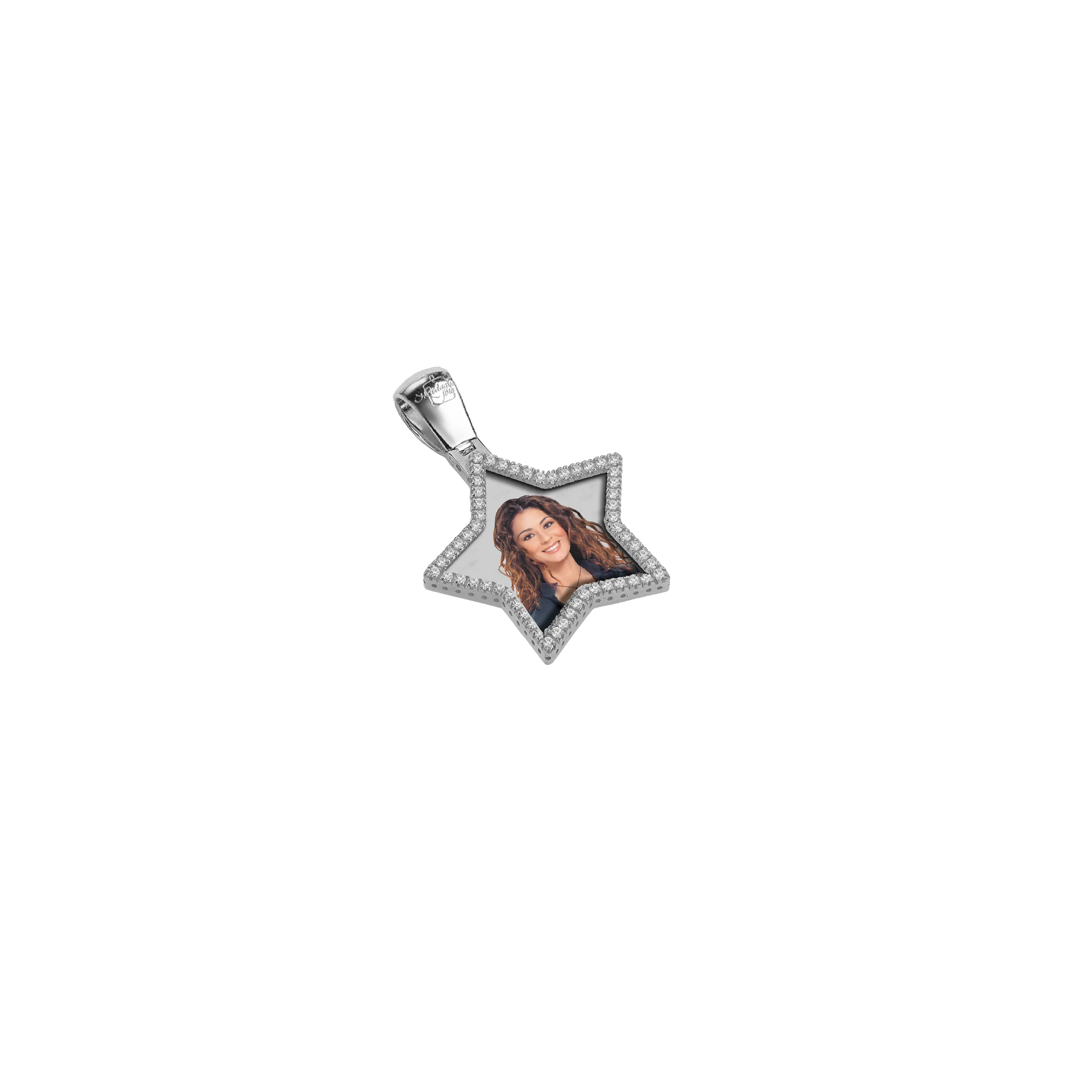 Medaglia Stella in Argento - Cornice con Zirconi