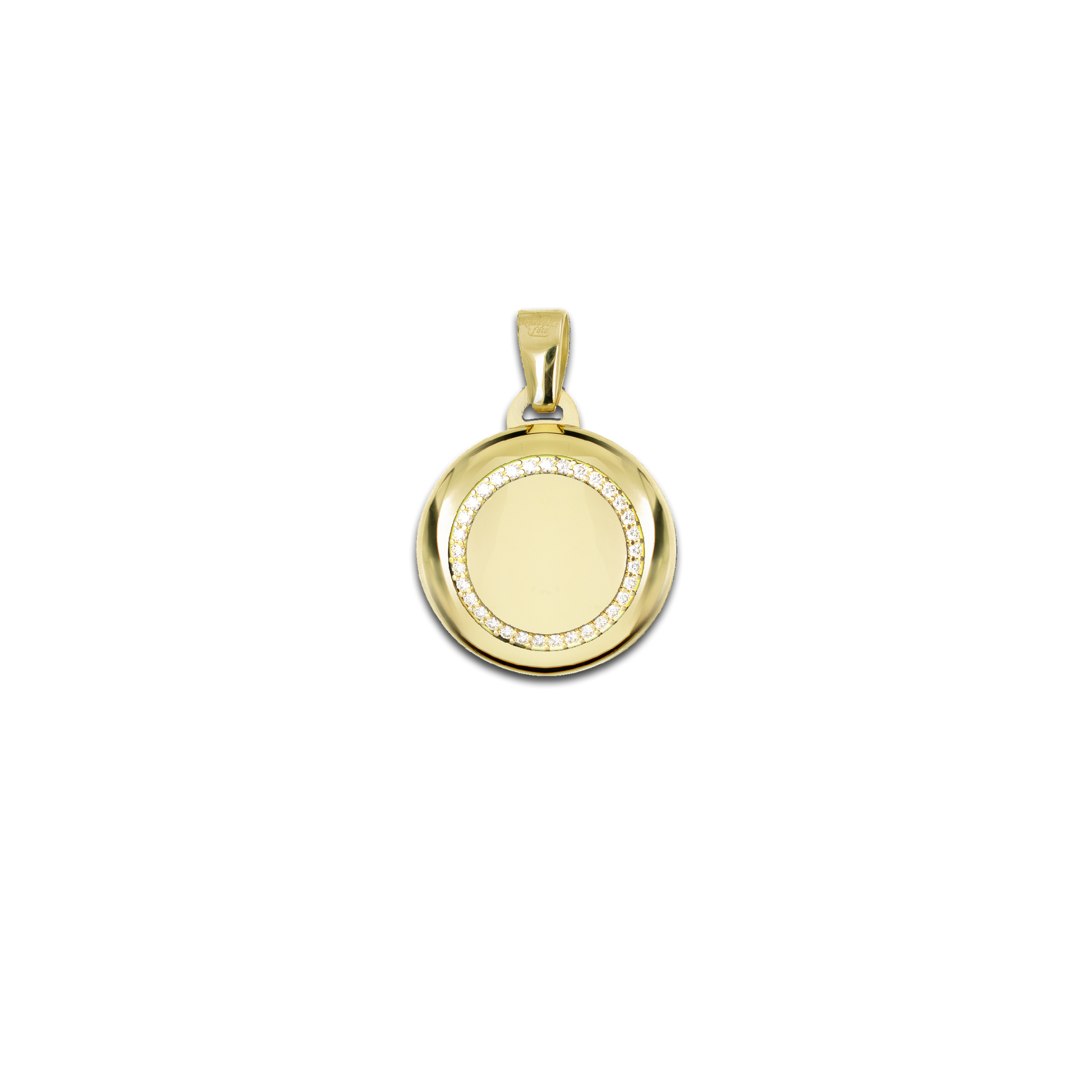 Medaglia Portafoto Tonda in Oro 18kt - Scrigno con Zirconi